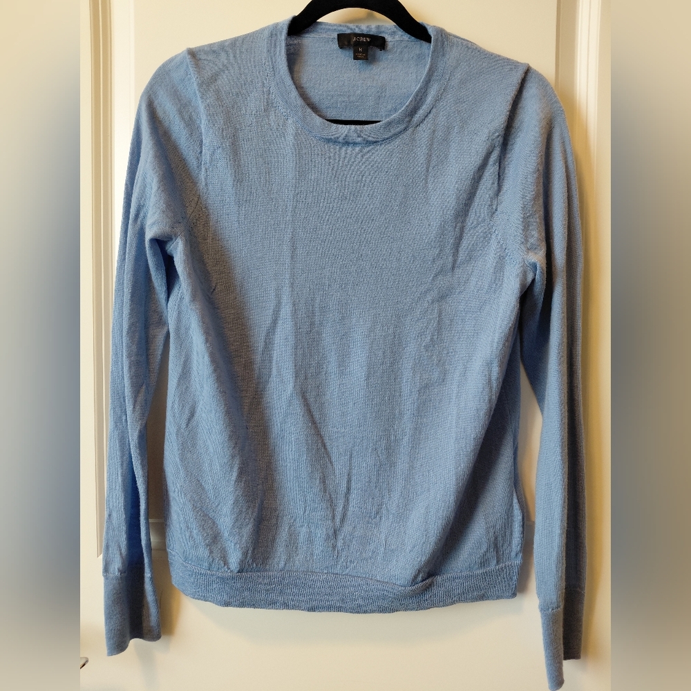 J. Crew Light Blue Knit Sweater 100% Merino Wool